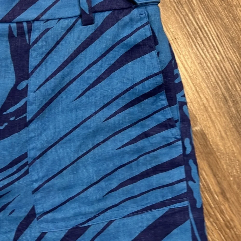 J.Crew blue linen tropical palm shorts size 4 - Picture 4 of 8